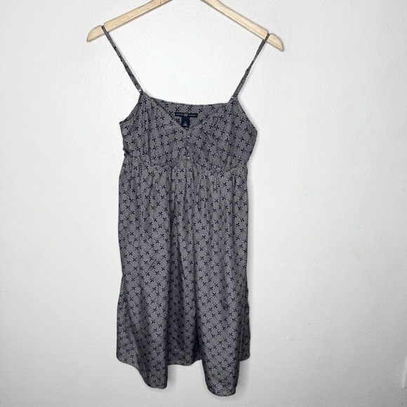 GAP Dresses & Skirts - Y2K‎ Gap 100% Silk Babydoll Dress Gray Purple Floral Women's 6 Feminine Ruffle